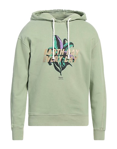 REPLAY Hooded track jacket  Light green 100% Cotton