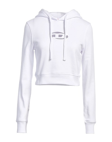 DIESEL Hooded track jacket  White 60% Cotton, 40% Polyester, Elastane