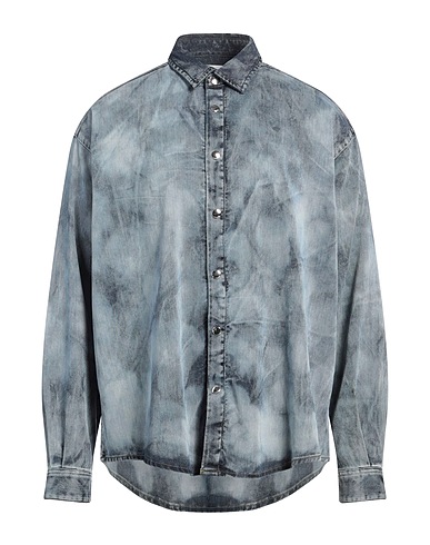 LANEUS Denim shirt Blue 46% Lyocell, 28% Polyester, 23% Cotton, 3% Elastane