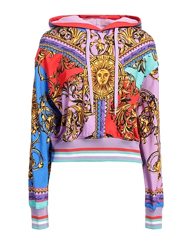 VERSACE JEANS COUTURE Hooded track jacket  Mauve 100% Cotton, Polyester, Polyamide, Elastane
