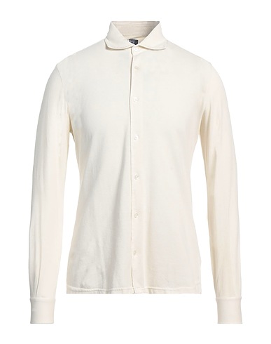 FEDELI Solid colour shirt Ivory 100% Cotton