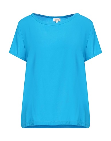 HER SHIRT HER DRESS Top Azzurro 96% Seta, 4% Elastan