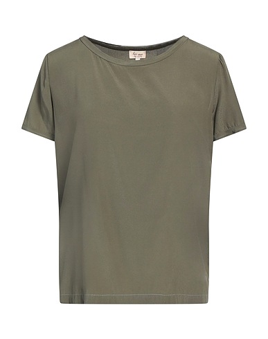 HER SHIRT HER DRESS Top Militärgrün 96% Seide, 4% Elastan