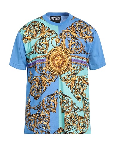 VERSACE JEANS COUTURE T-shirt Celeste 100% Cotone