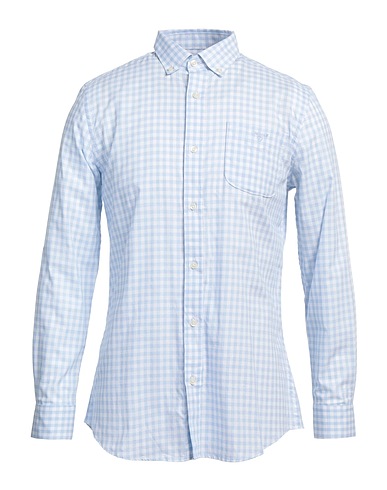 BARBOUR Checked shirt Sky blue 100% Cotton