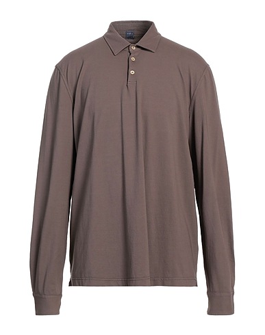 FEDELI Polo shirt Chocolate brown 98% Cotton, 2% Elastane
