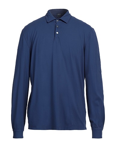 FEDELI Polo shirt Blue 98% Cotton, 2% Elastane