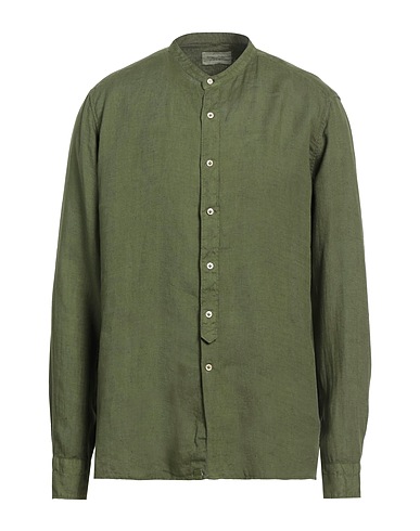 TINTORIA MATTEI 954 Solid colour shirt VERDE MILITARE 100% Linen