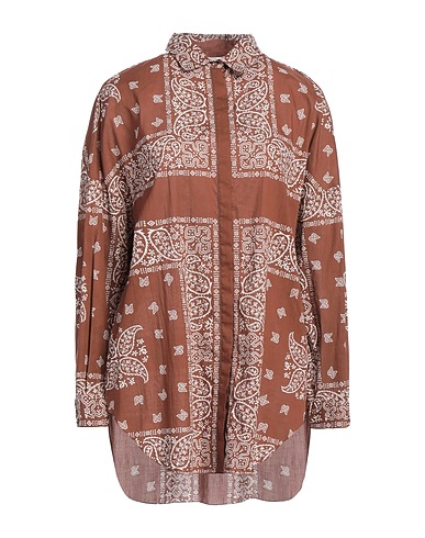 FABIANA FILIPPI Patterned shirts & blouses Chocolate brown 100% Cotton, Ecobrass