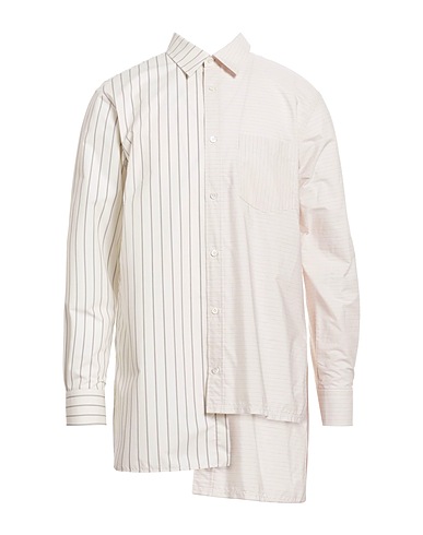 LANVIN Striped shirt Beige 52% Cotton, 48% Polyester