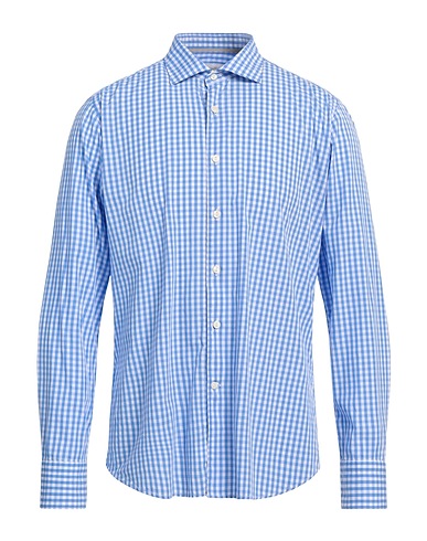 TINTORIA MATTEI 954 Checked shirt Azure 100% Cotton