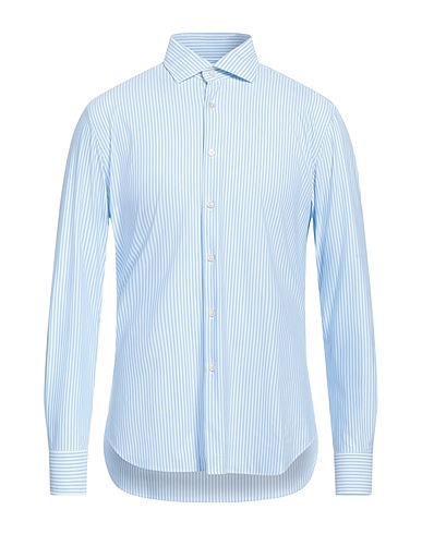 XACUS Striped shirt Sky blue 85% Polyamide, 15% Elastane