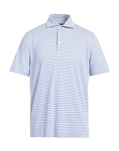 FEDELI Polo shirt Slate blue 60% Cotton, 28% Nylon, 12% Elastane