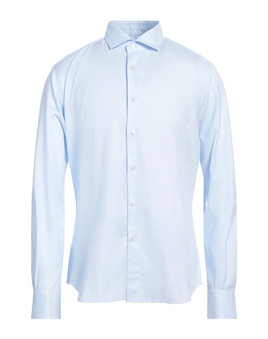 GLANSHIRT Camicia tinta unita Celeste 100% Cotone