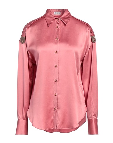 BRUNELLO CUCINELLI Shirts Antique rose 96% Silk, 4% Elastane, Ecobrass