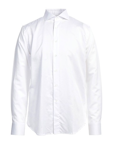 CANALI Solid colour shirt White 66% Cotton, 34% Linen