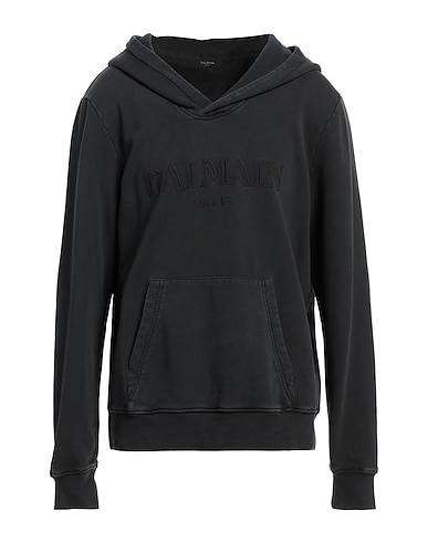 BALMAIN Hooded track jacket  Charcoal 100% Cotton, Elastane