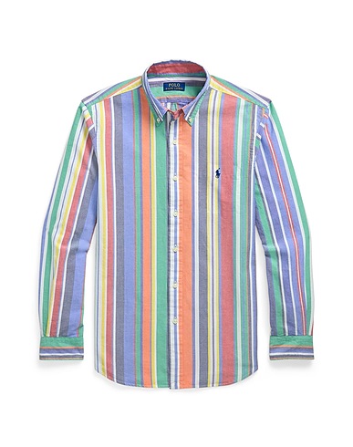 POLO RALPH LAUREN Striped shirt CUSTOM FIT STRIPED OXFORD SHIRT
 Light blue 100% Cotton