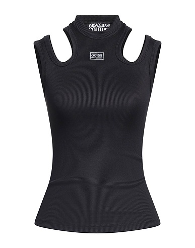 VERSACE JEANS COUTURE Top Black 95% Polyester, 5% Elastane