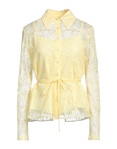 FABIANA FILIPPI Lace shirts & blouses Pastel yellow 75% Cotton, 25% Polyamide, Cupro, Silk