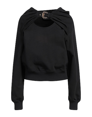 VERSACE JEANS COUTURE Hooded track jacket  Black 100% Cotton, Elastane