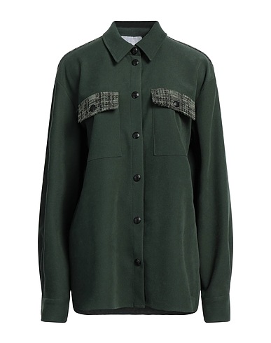 GAëLLE Paris Patterned shirts & blouses Military green 97% Polyester, 3% Elastane, Cotton, Polyamide, Metallic fiber