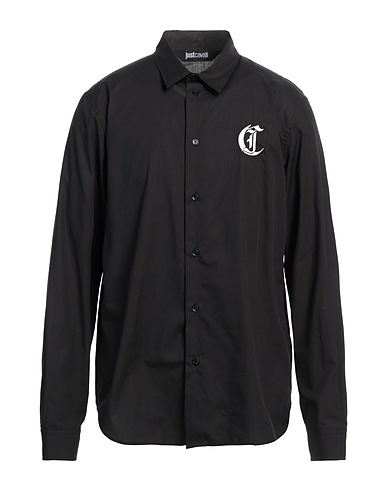 JUST CAVALLI Camicia tinta unita Nero 100% Cotone