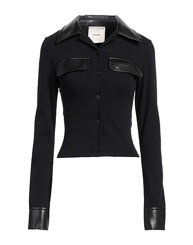 NANUSHKA Solid colour shirts & blouses 98% Cotton, 2% Elastane, Leather