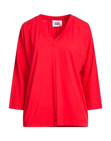 ALPHA STUDIO Basic T-Shirt Red 98% Cotton, 2% Elastane