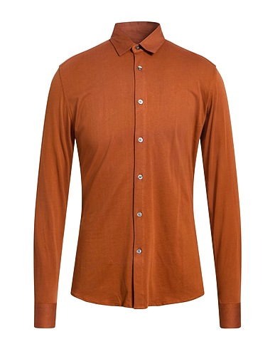 DANIELE ALESSANDRINI HOMME Solid colour shirt Brown 100% Cotton