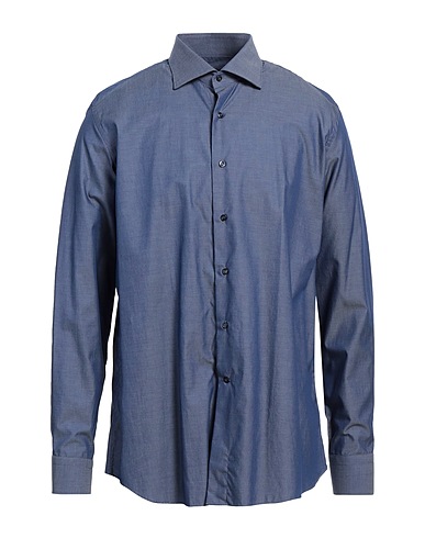 CARLO PIGNATELLI Solid colour shirt Blue 100% Cotton