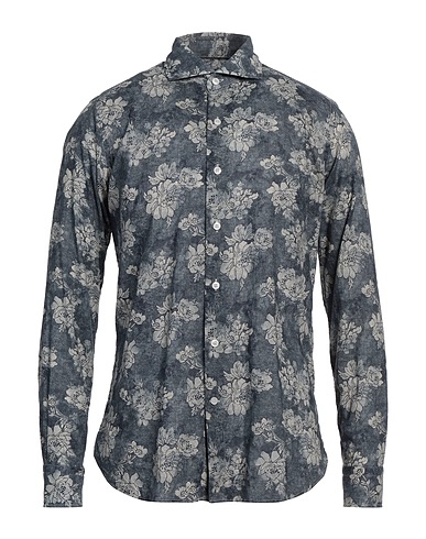ORIAN Patterned shirt Navy 100% Cotton