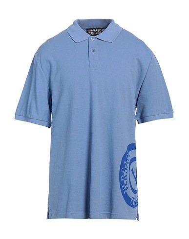VERSACE JEANS COUTURE Polo Blu chiaro 100% Cotone, Elastan