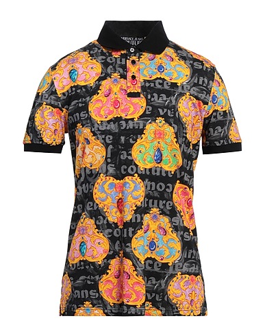 VERSACE JEANS COUTURE Polo shirt Black 100% Cotton, Polyester, Polyamide, Elastane