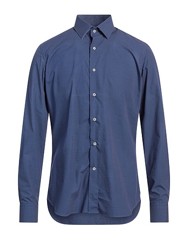 CARLO PIGNATELLI Patterned shirt Navy blue 100% Cotton