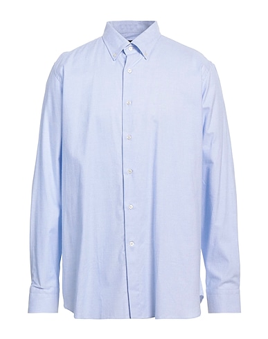 CARLO PIGNATELLI Solid colour shirt Light blue 100% Cotton