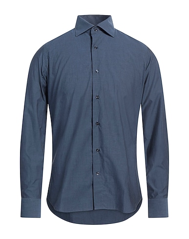 CARLO PIGNATELLI Solid colour shirt Navy blue 100% Cotton