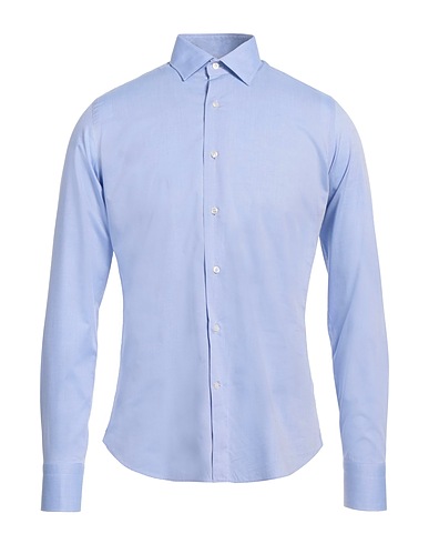 CARLO PIGNATELLI Solid colour shirt Light blue 100% Cotton