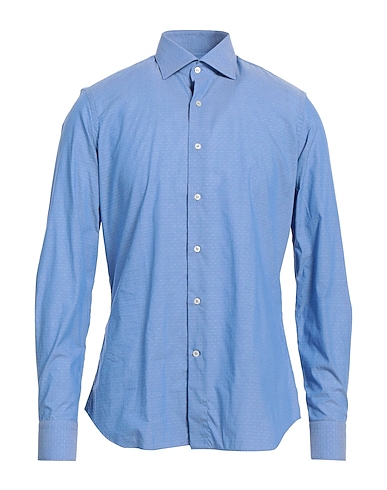 CARLO PIGNATELLI Patterned shirt Light blue 100% Cotton