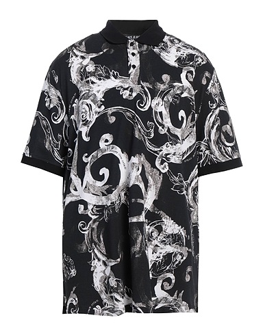 VERSACE JEANS COUTURE Polo shirt Black 100% Cotton, Polyester, Polyamide, Elastane
