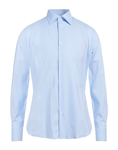 AGHO Camicia tinta unita Celeste 100% Cotone