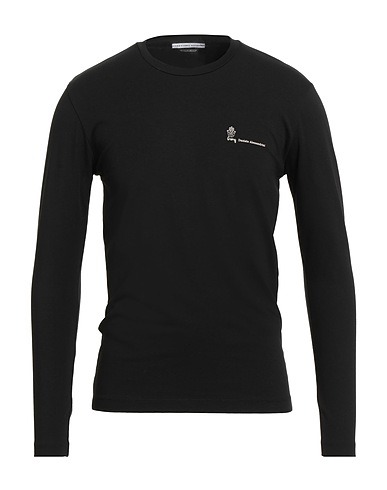 GREY DANIELE ALESSANDRINI Basic T-Shirt Black 90% Cotton, 10% Elastane