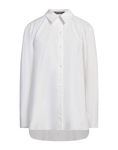 KARL LAGERFELD Solid colour shirts & blouses White 100% Organic cotton