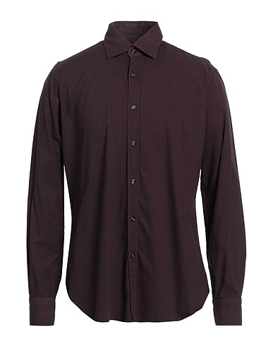 DANDYLIFE by BARBA Chemise de couleur unie Prune 100% Coton