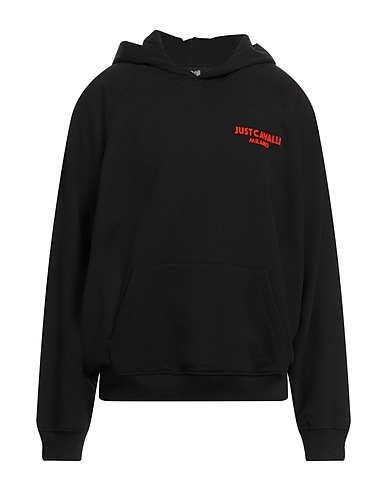 JUST CAVALLI Hooded track jacket  Black 100% Cotton, Elastane