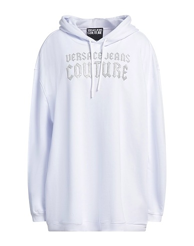 VERSACE JEANS COUTURE Hooded track jacket  White 100% Cotton, Elastane