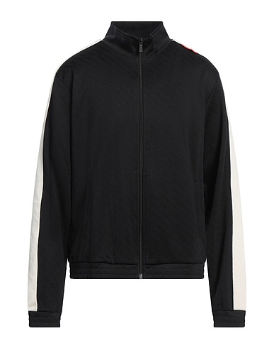 JUST CAVALLI Hooded track jacket  Black 72% Polyamide, 28% Cotton