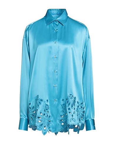 ERMANNO SCERVINO Solid colour shirts & blouses Azure 93% Silk, 7% Elastane