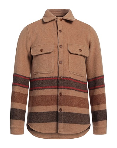 FRONT STREET 8 Striped shirt Camel 75% Wool, 25% Polyamide