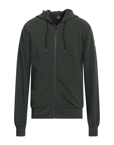 COLMAR Hooded track jacket  Dark green 53% Cotton, 44% Polyamide, 3% Elastane